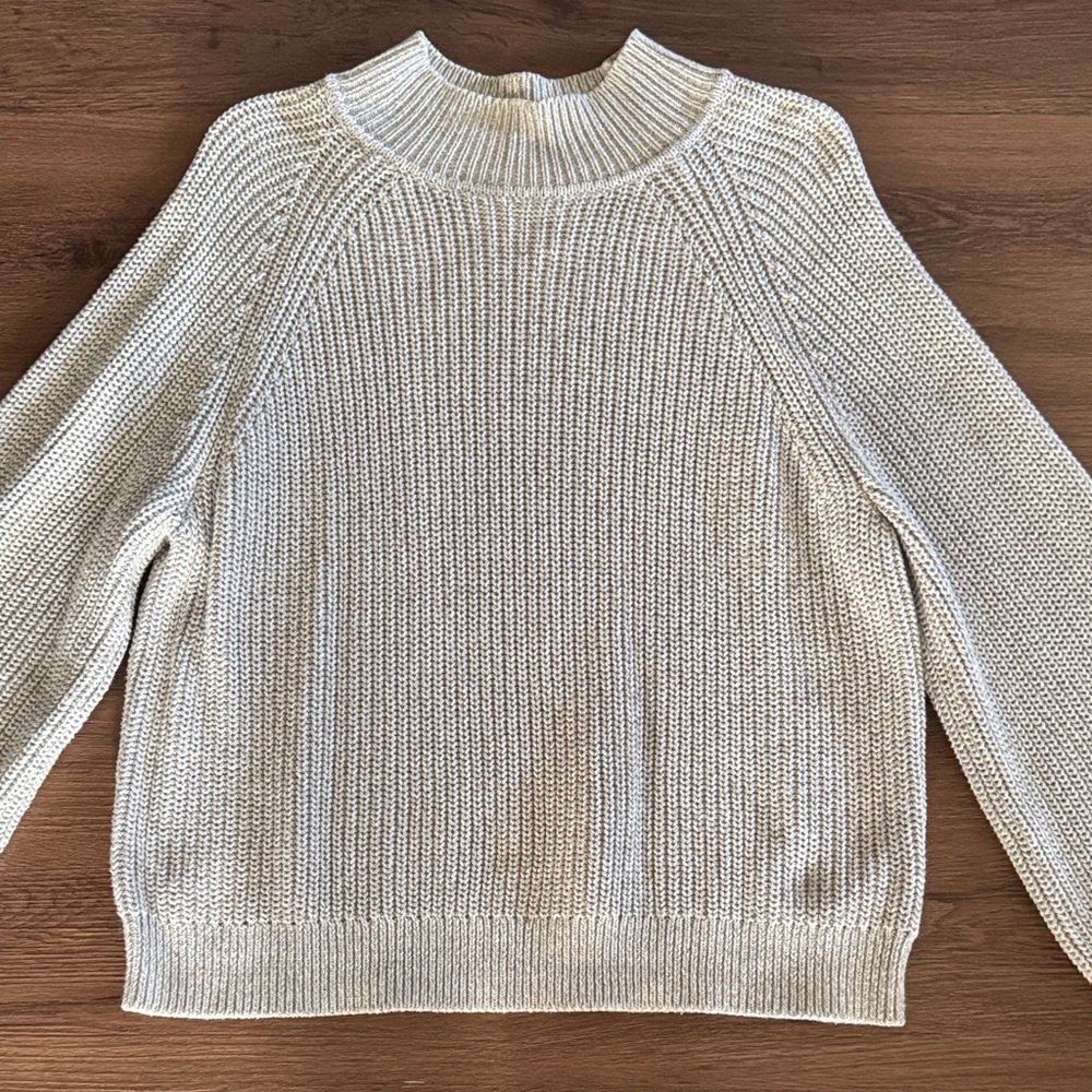 GAP Women’s Mock Neck Light Grey Knit Sweater